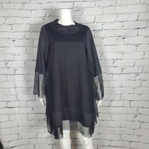 Denis Gagnon Black Mesh Layer Oversized Dress
